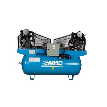 ABAC IRONMAN 10 HP 2 x 5 HP 230 Volt Three Phase Two Stage 120 Gallon Horizontal Duplex Air Compressor ABC5-23120HD